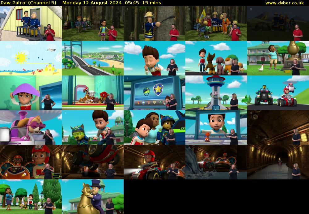 Paw Patrol (Channel 5) Monday 12 August 2024 05:45 - 06:00
