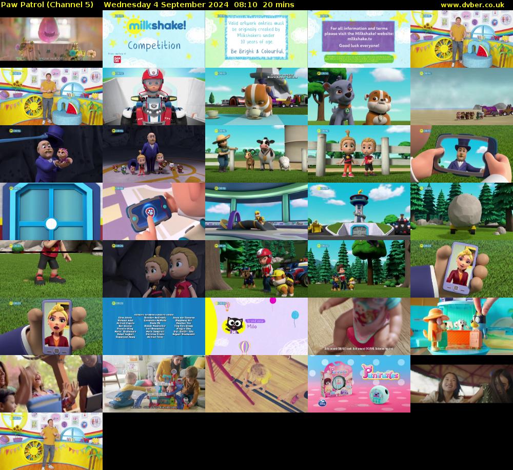 Paw Patrol (Channel 5) Wednesday 4 September 2024 08:10 - 08:30