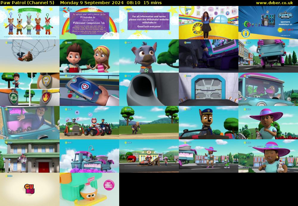 Paw Patrol (Channel 5) Monday 9 September 2024 08:10 - 08:25