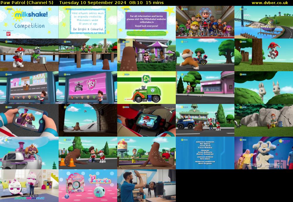Paw Patrol (Channel 5) Tuesday 10 September 2024 08:10 - 08:25