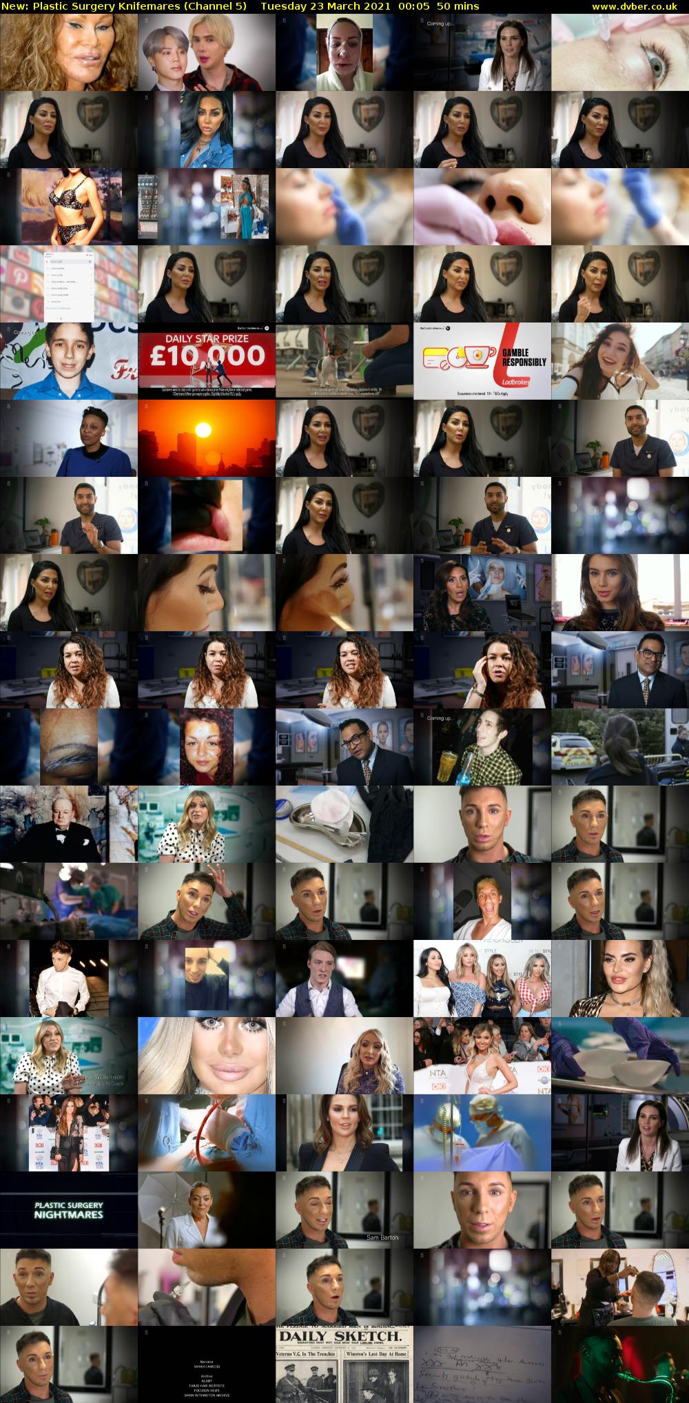 Plastic Surgery Knifemares (Channel 5) Tuesday 23 March 2021 00:05 - 00:55