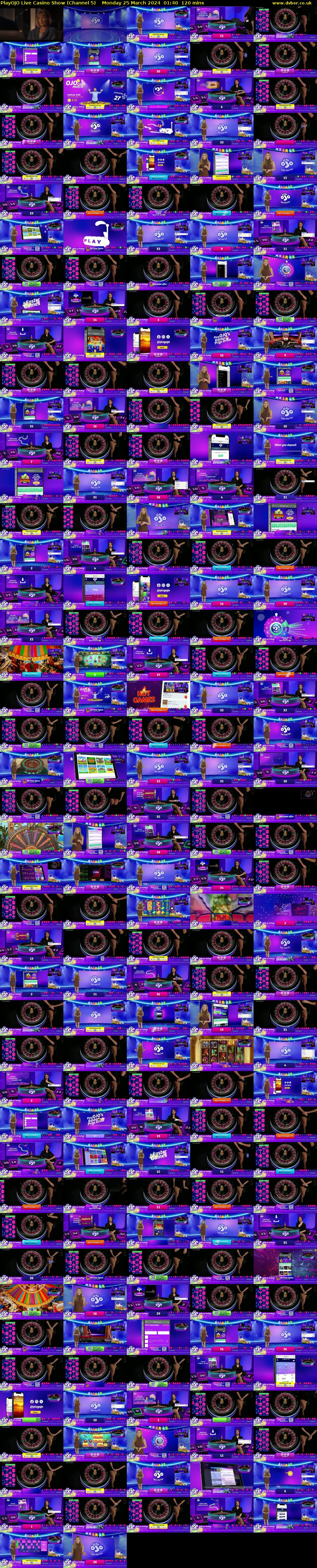 PlayOJO Live Casino Show (Channel 5) Monday 25 March 2024 01:40 - 03:40