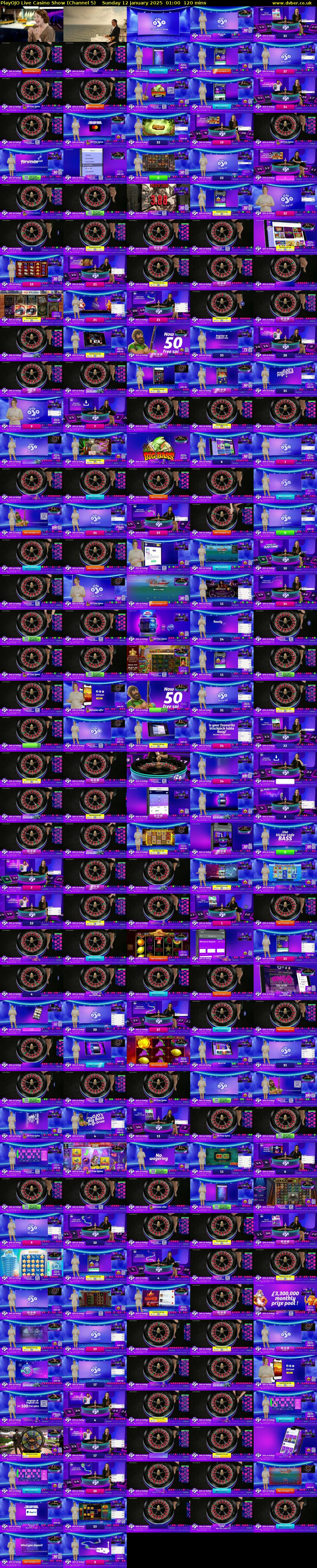 PlayOJO Live Casino Show (Channel 5) Sunday 12 January 2025 01:00 - 03:00