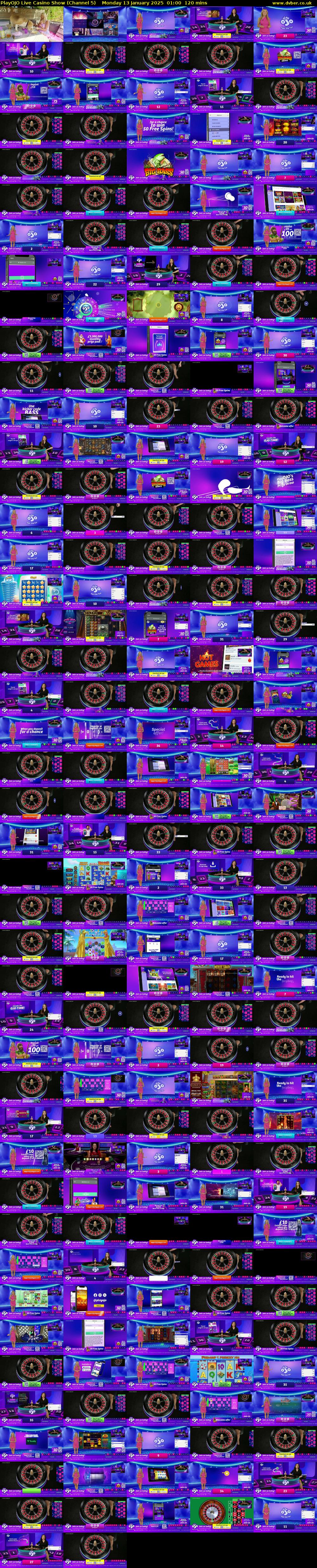 PlayOJO Live Casino Show (Channel 5) Monday 13 January 2025 01:00 - 03:00