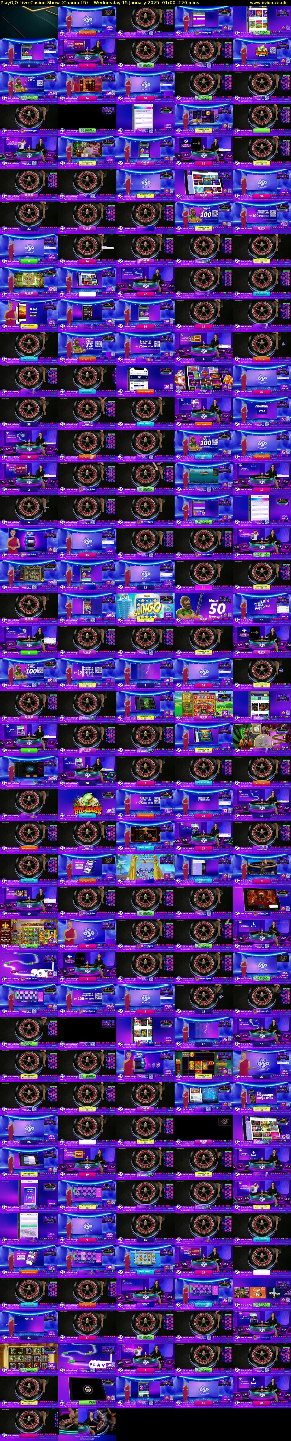 PlayOJO Live Casino Show (Channel 5) Wednesday 15 January 2025 01:00 - 03:00