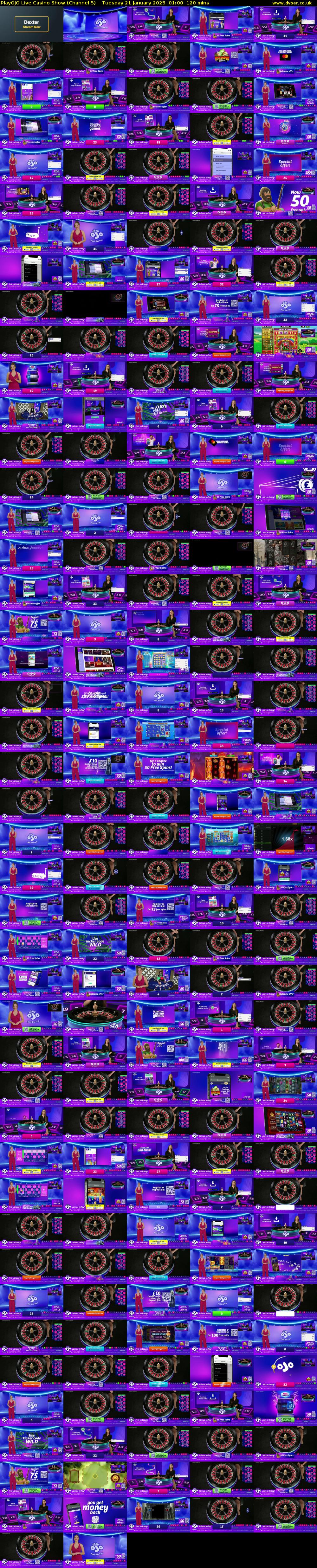 PlayOJO Live Casino Show (Channel 5) Tuesday 21 January 2025 01:00 - 03:00