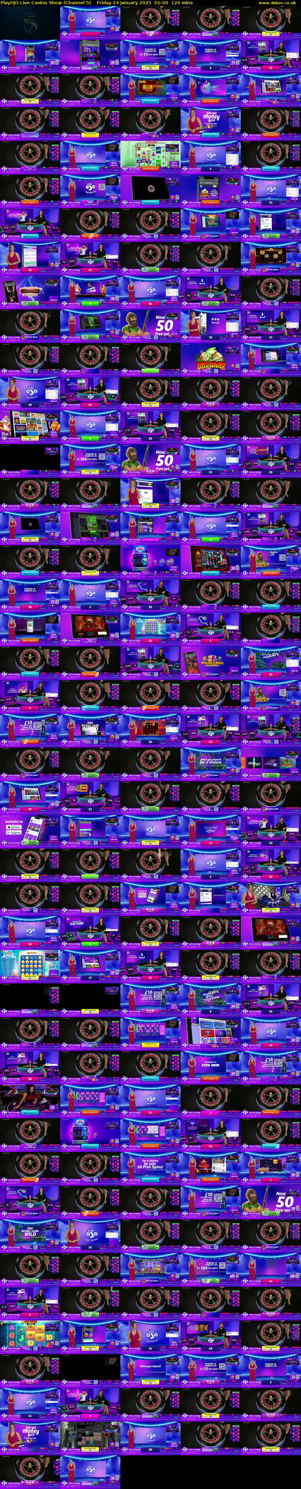 PlayOJO Live Casino Show (Channel 5) Friday 24 January 2025 01:00 - 03:00