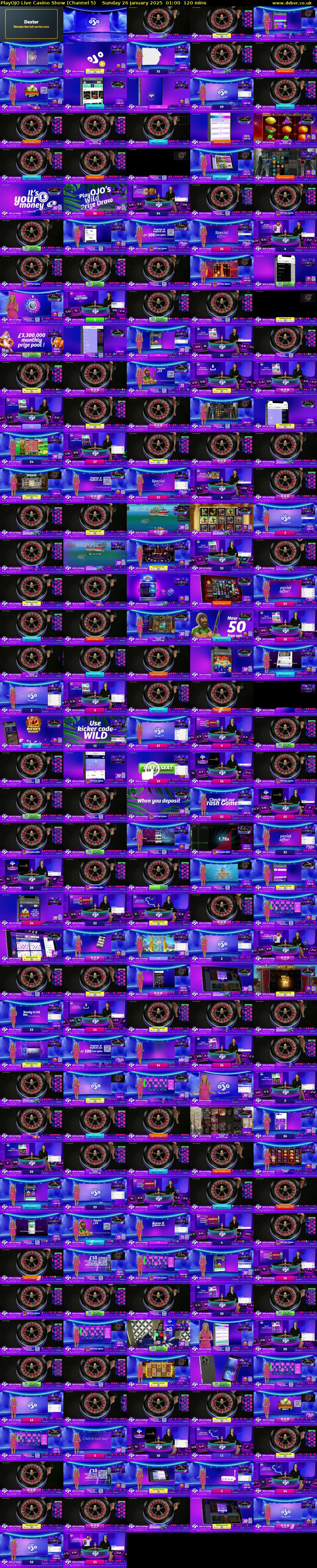 PlayOJO Live Casino Show (Channel 5) Sunday 26 January 2025 01:00 - 03:00