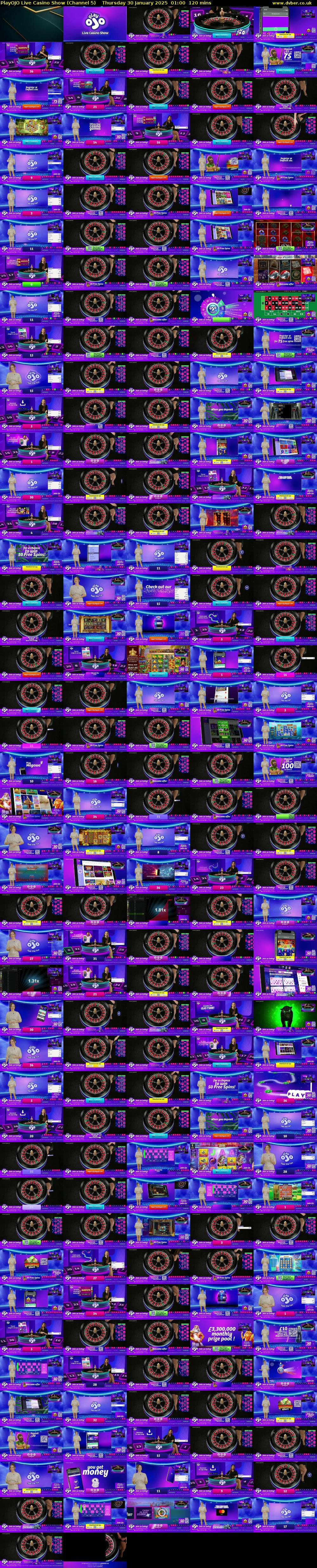 PlayOJO Live Casino Show (Channel 5) Thursday 30 January 2025 01:00 - 03:00