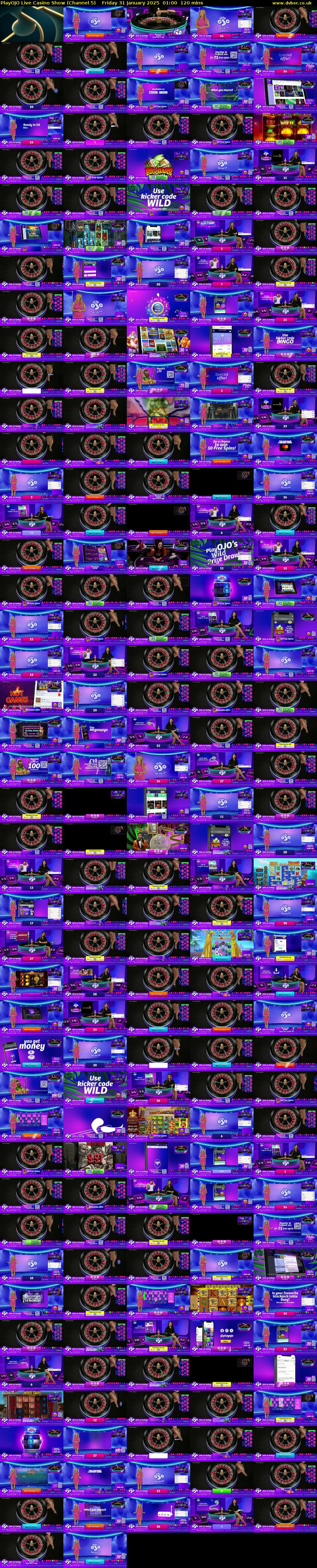 PlayOJO Live Casino Show (Channel 5) Friday 31 January 2025 01:00 - 03:00