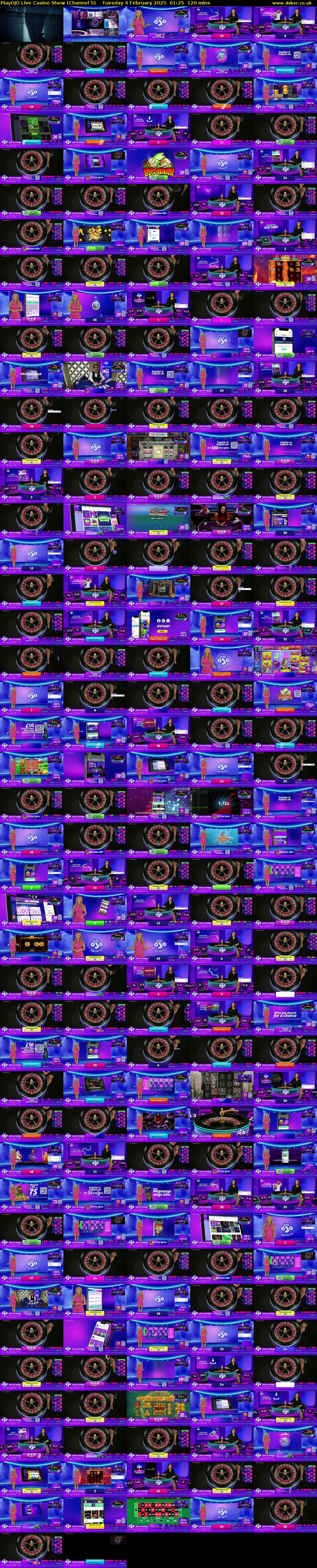 PlayOJO Live Casino Show (Channel 5) Tuesday 4 February 2025 01:25 - 03:25