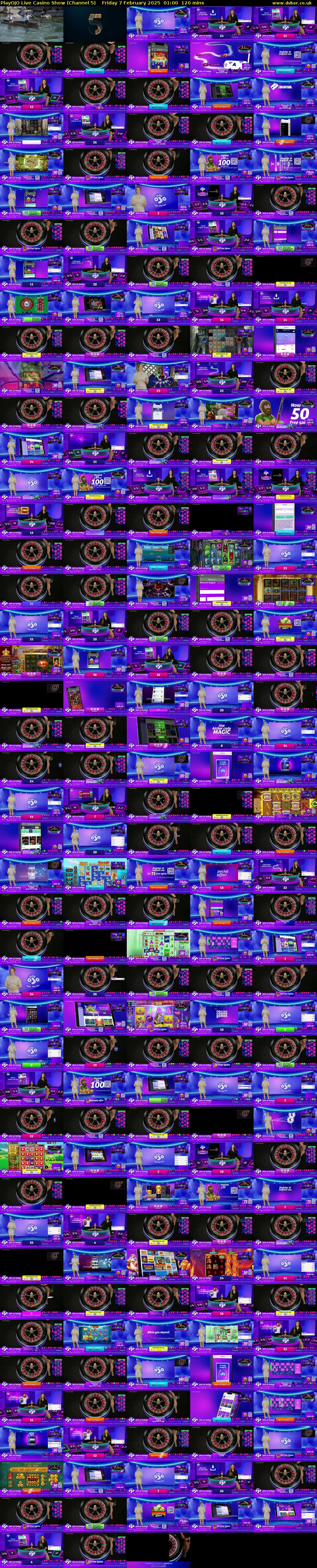 PlayOJO Live Casino Show (Channel 5) Friday 7 February 2025 01:00 - 03:00