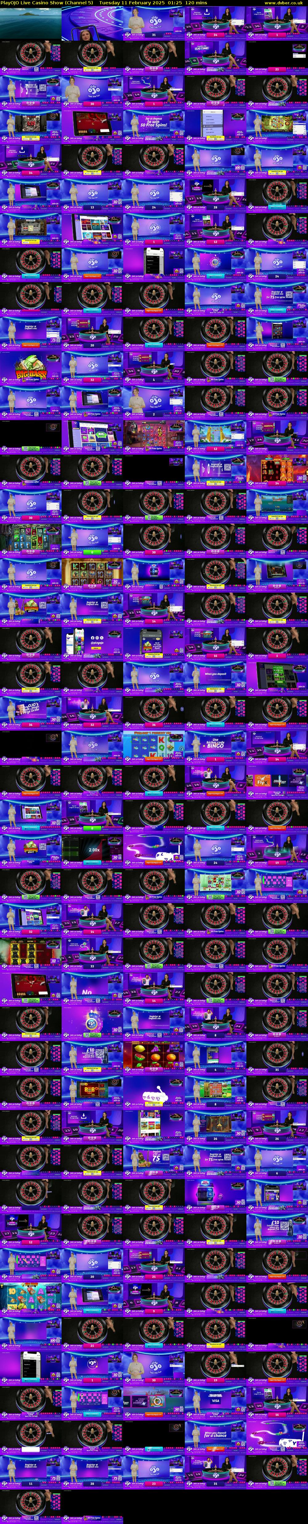 PlayOJO Live Casino Show (Channel 5) Tuesday 11 February 2025 01:25 - 03:25