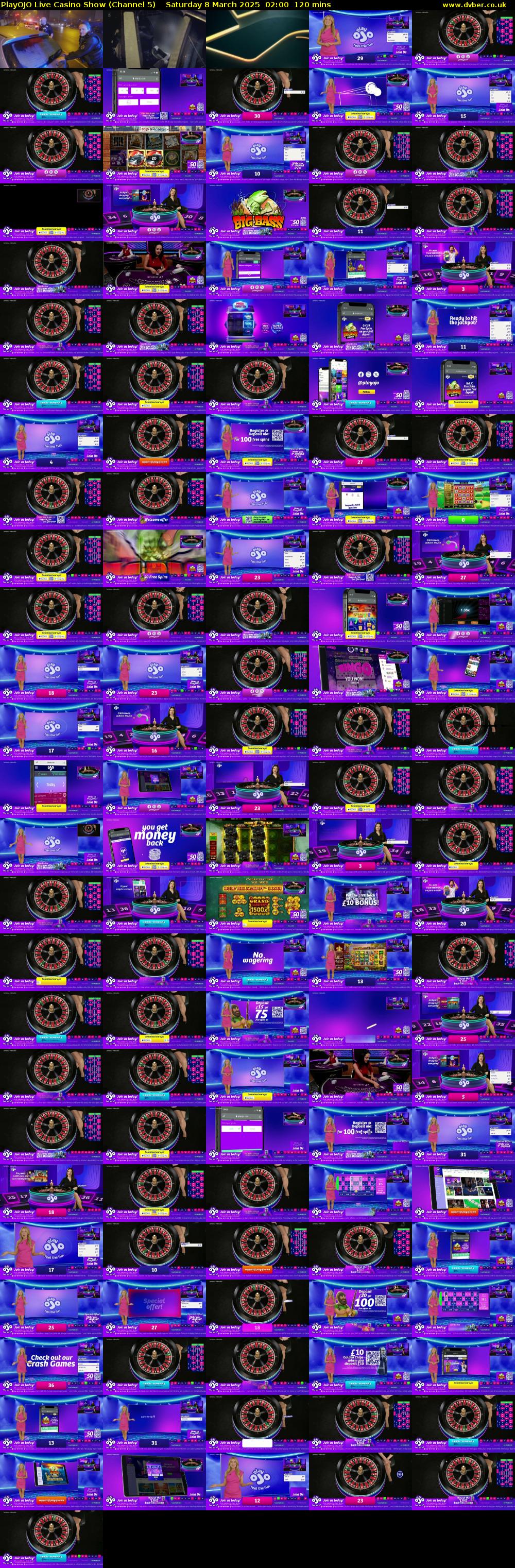 PlayOJO Live Casino Show (Channel 5) Saturday 8 March 2025 02:00 - 04:00