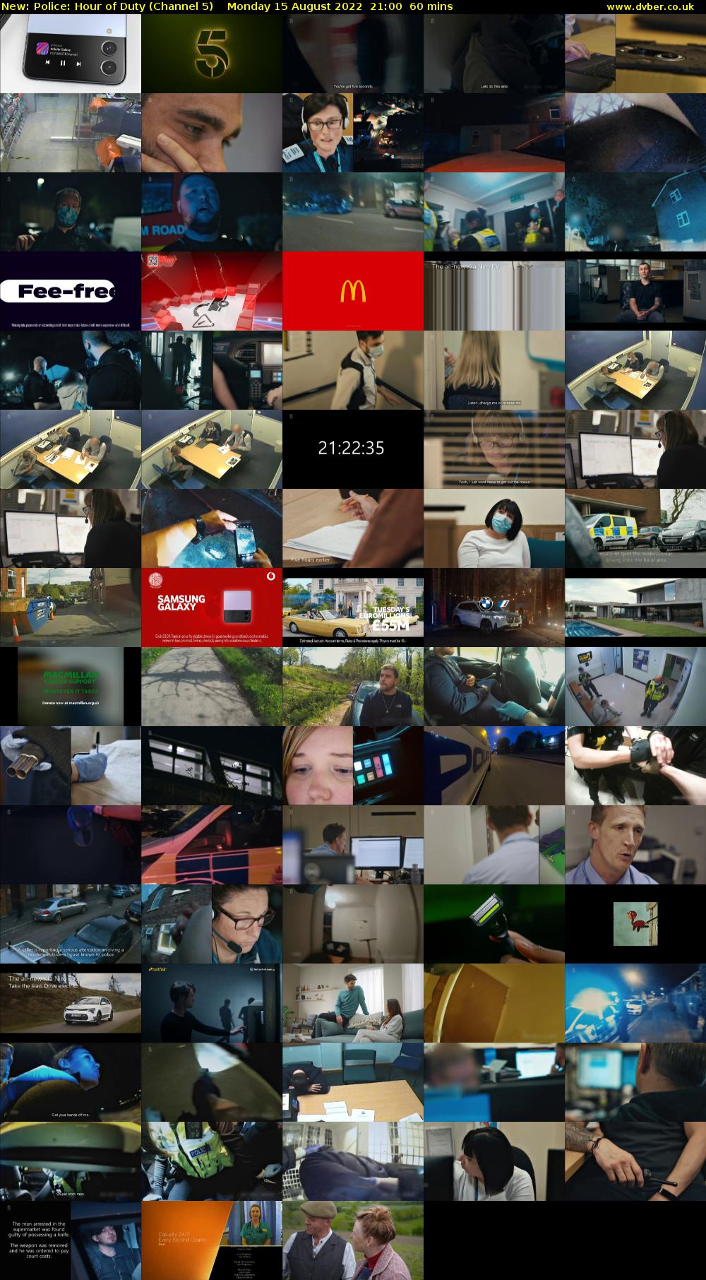 Police: Hour of Duty (Channel 5) Monday 15 August 2022 21:00 - 22:00