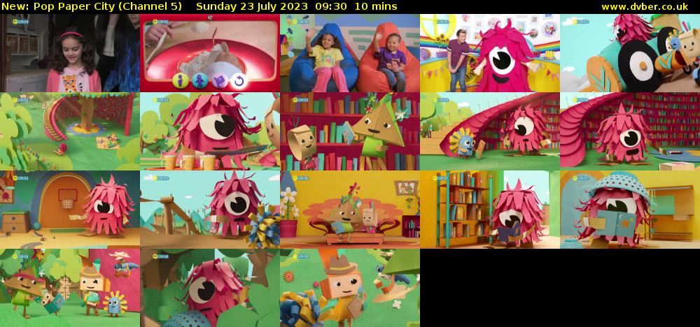 Pop Paper City (Channel 5) Sunday 23 July 2023 09:30 - 09:40