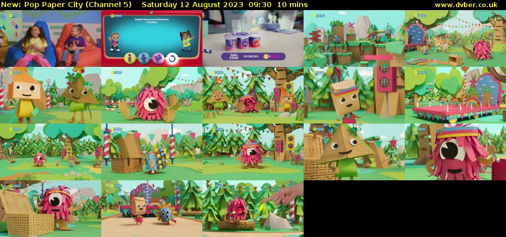 Pop Paper City (Channel 5) Saturday 12 August 2023 09:30 - 09:40