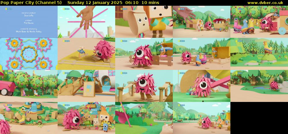 Pop Paper City (Channel 5) Sunday 12 January 2025 06:10 - 06:20