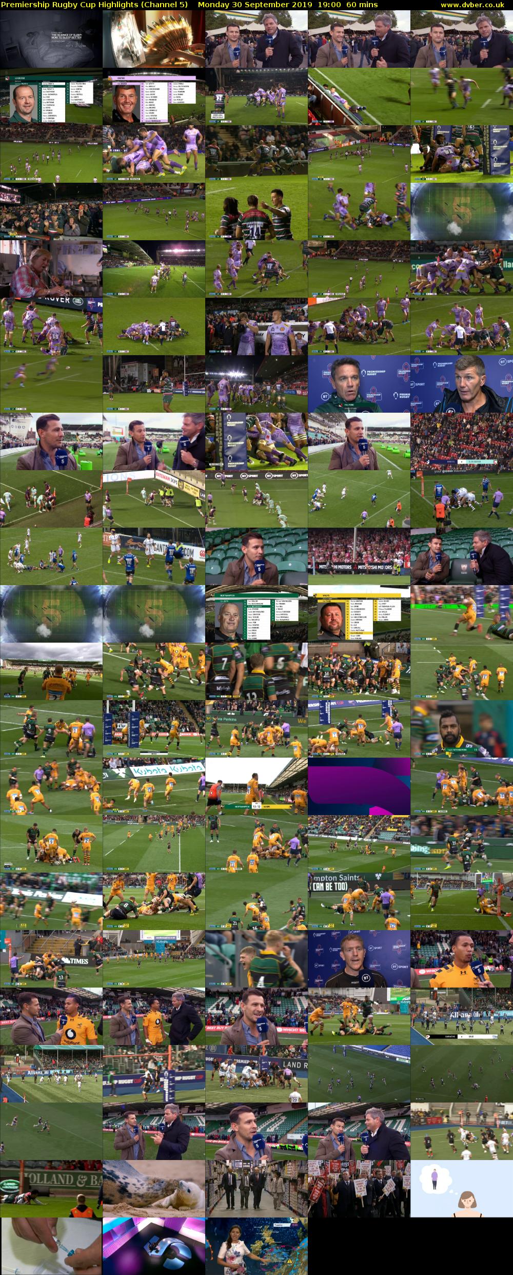 Premiership Rugby Cup Highlights (Channel 5) Monday 30 September 2019 19:00 - 20:00