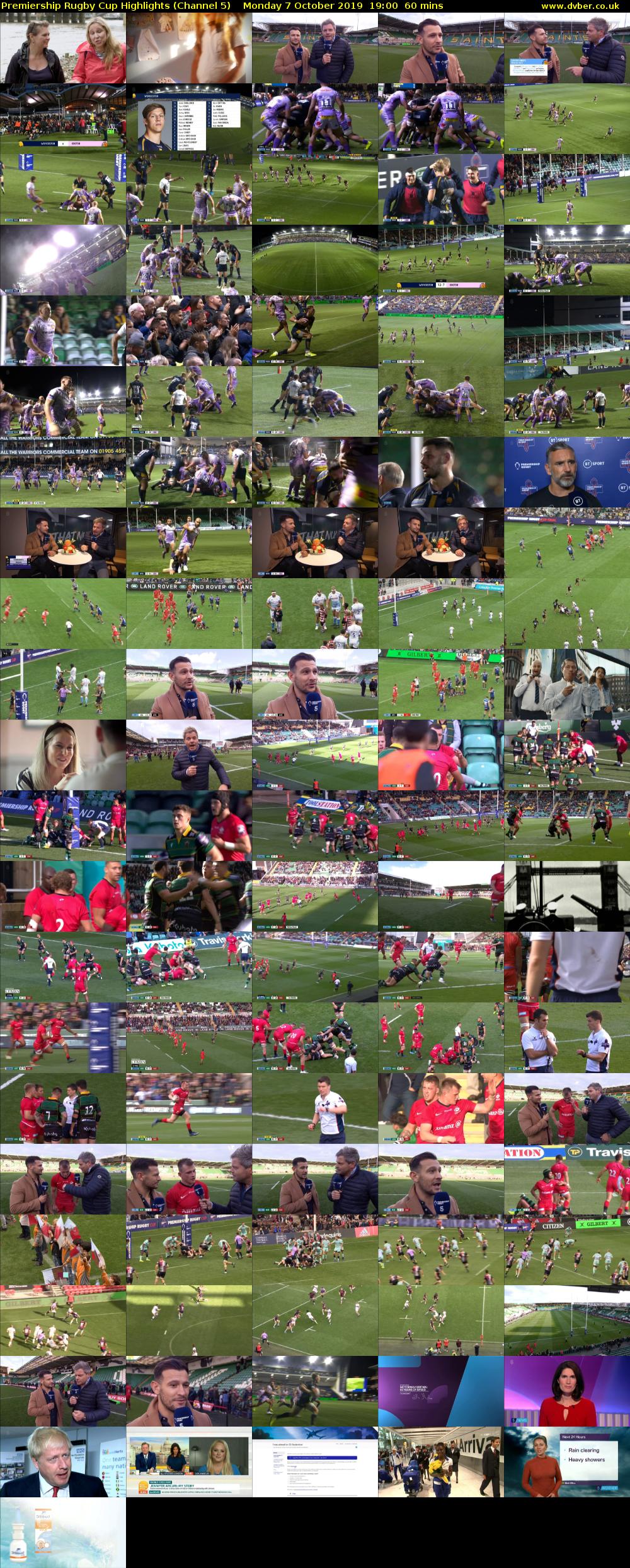 Premiership Rugby Cup Highlights (Channel 5) Monday 7 October 2019 19:00 - 20:00