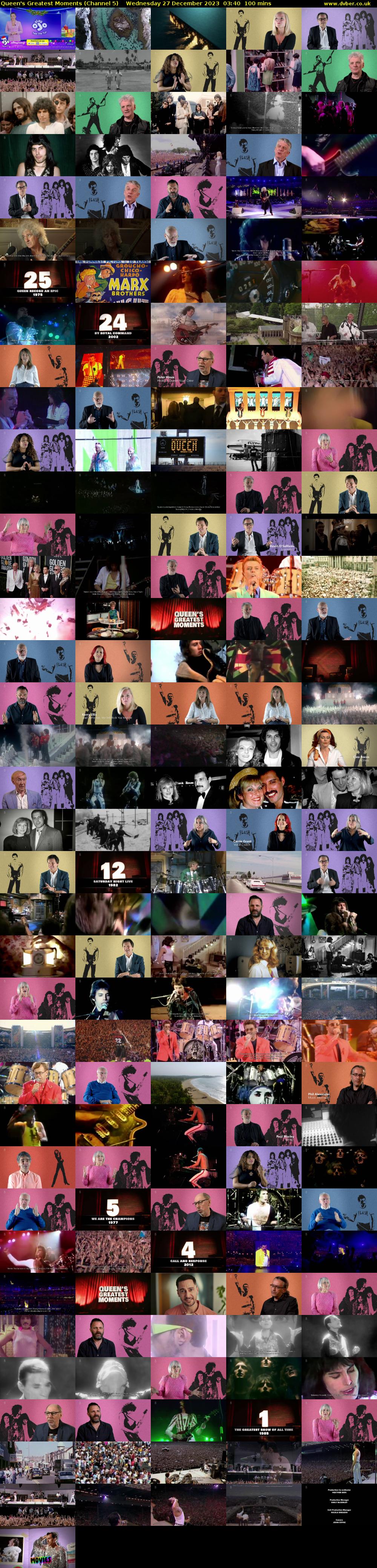 Queen's Greatest Moments (Channel 5) Wednesday 27 December 2023 03:40 - 05:20