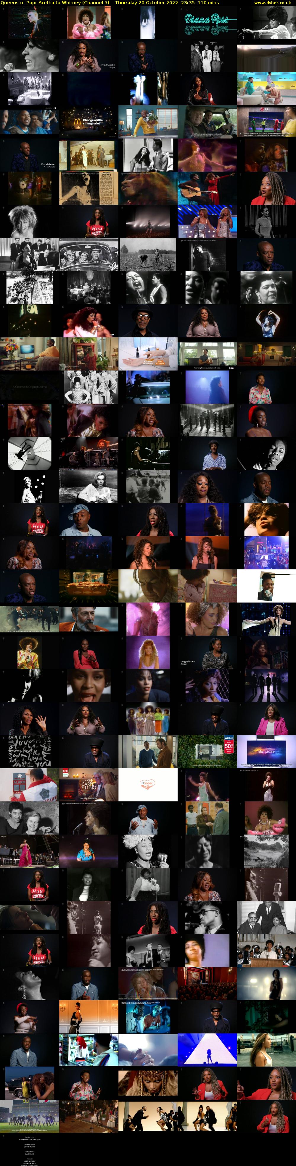 Queens of Pop: Aretha to Whitney (Channel 5) Thursday 20 October 2022 23:35 - 01:25