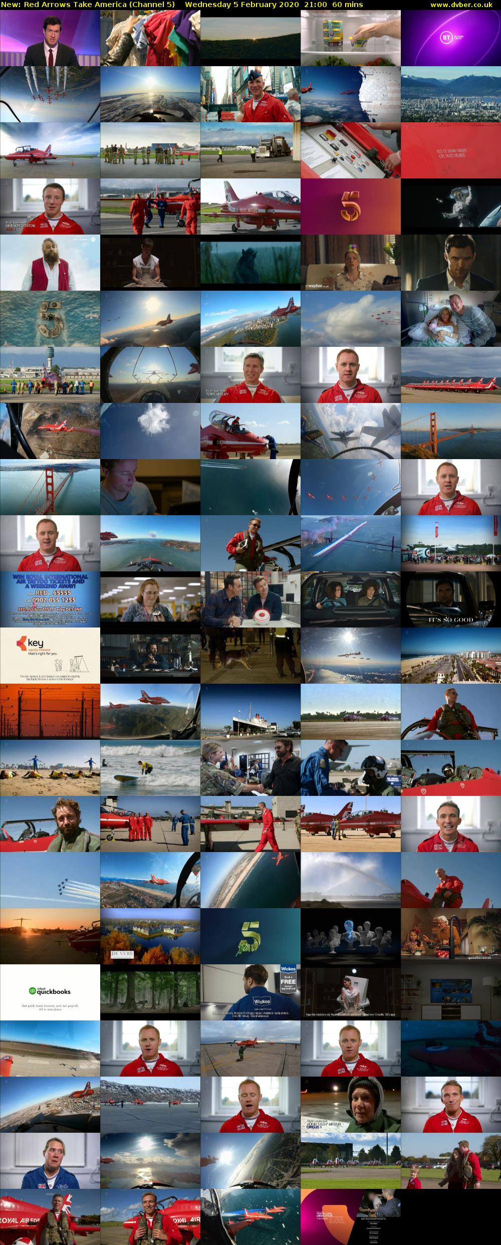 Red Arrows Take America (Channel 5) Wednesday 5 February 2020 21:00 - 22:00