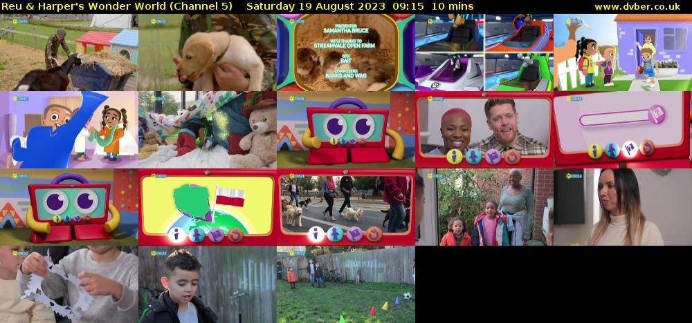 Reu & Harper's Wonder World (Channel 5) Saturday 19 August 2023 09:15 - 09:25