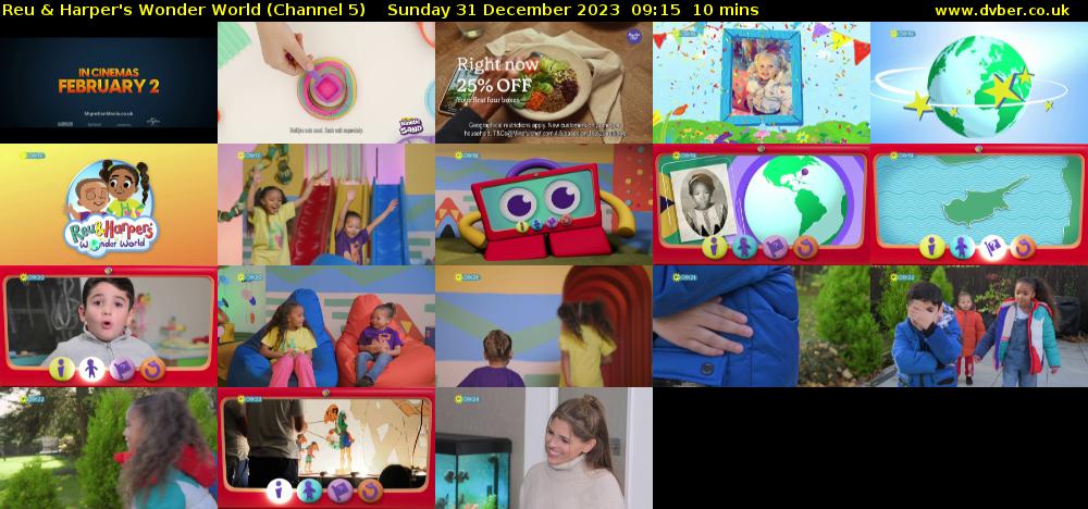 Reu & Harper's Wonder World (Channel 5) Sunday 31 December 2023 09:15 - 09:25
