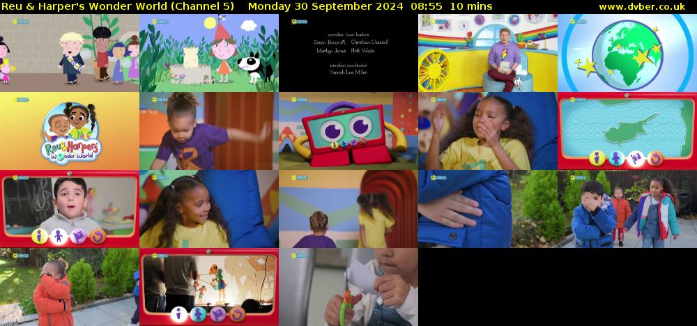 Reu & Harper's Wonder World (Channel 5) Monday 30 September 2024 08:55 - 09:05