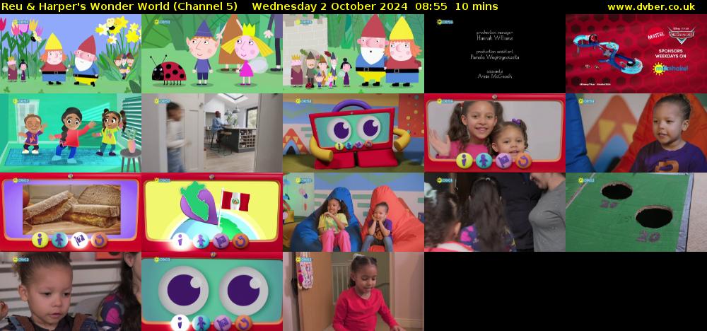 Reu & Harper's Wonder World (Channel 5) Wednesday 2 October 2024 08:55 - 09:05