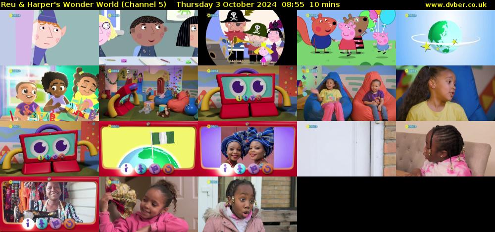 Reu & Harper's Wonder World (Channel 5) Thursday 3 October 2024 08:55 - 09:05