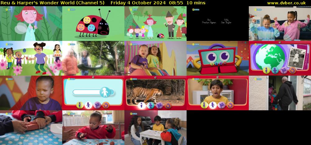 Reu & Harper's Wonder World (Channel 5) Friday 4 October 2024 08:55 - 09:05