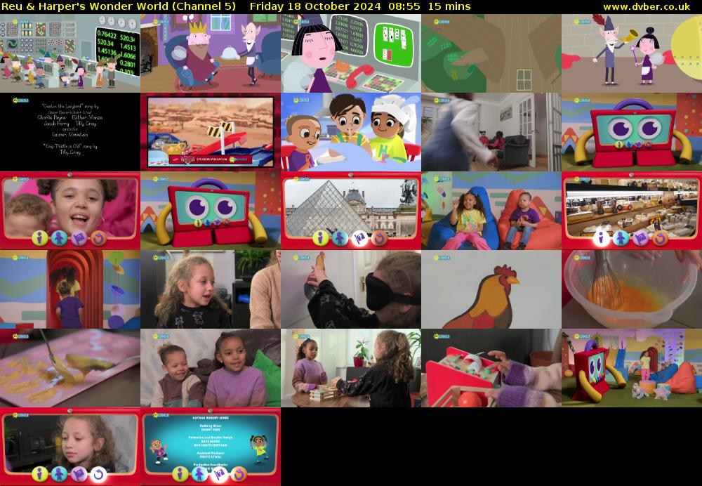 Reu & Harper's Wonder World (Channel 5) Friday 18 October 2024 08:55 - 09:10