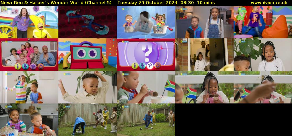 Reu & Harper's Wonder World (Channel 5) Tuesday 29 October 2024 08:30 - 08:40
