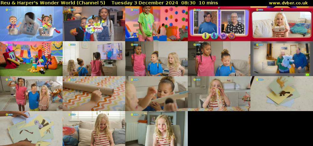 Reu & Harper's Wonder World (Channel 5) Tuesday 3 December 2024 08:30 - 08:40