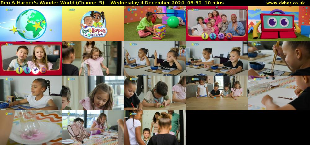 Reu & Harper's Wonder World (Channel 5) Wednesday 4 December 2024 08:30 - 08:40