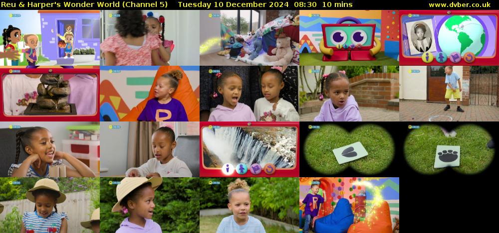 Reu & Harper's Wonder World (Channel 5) Tuesday 10 December 2024 08:30 - 08:40