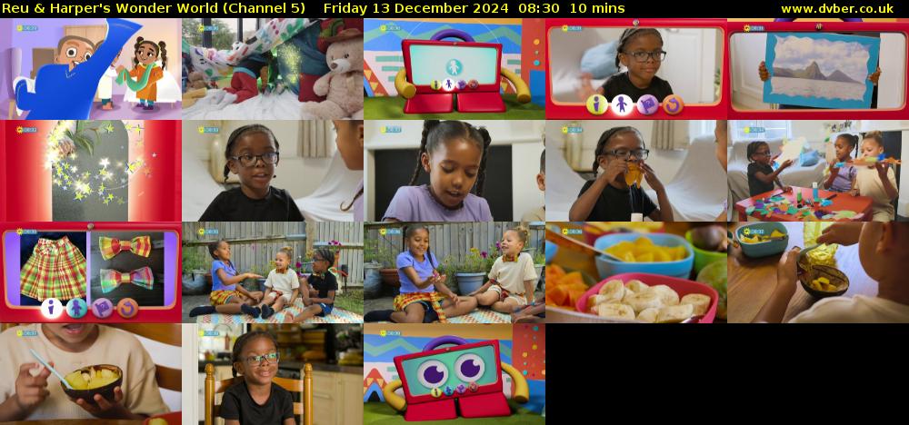 Reu & Harper's Wonder World (Channel 5) Friday 13 December 2024 08:30 - 08:40