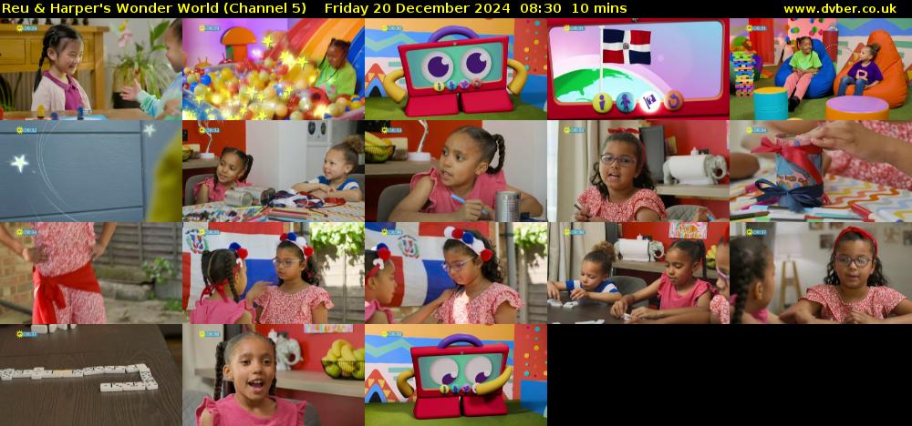 Reu & Harper's Wonder World (Channel 5) Friday 20 December 2024 08:30 - 08:40