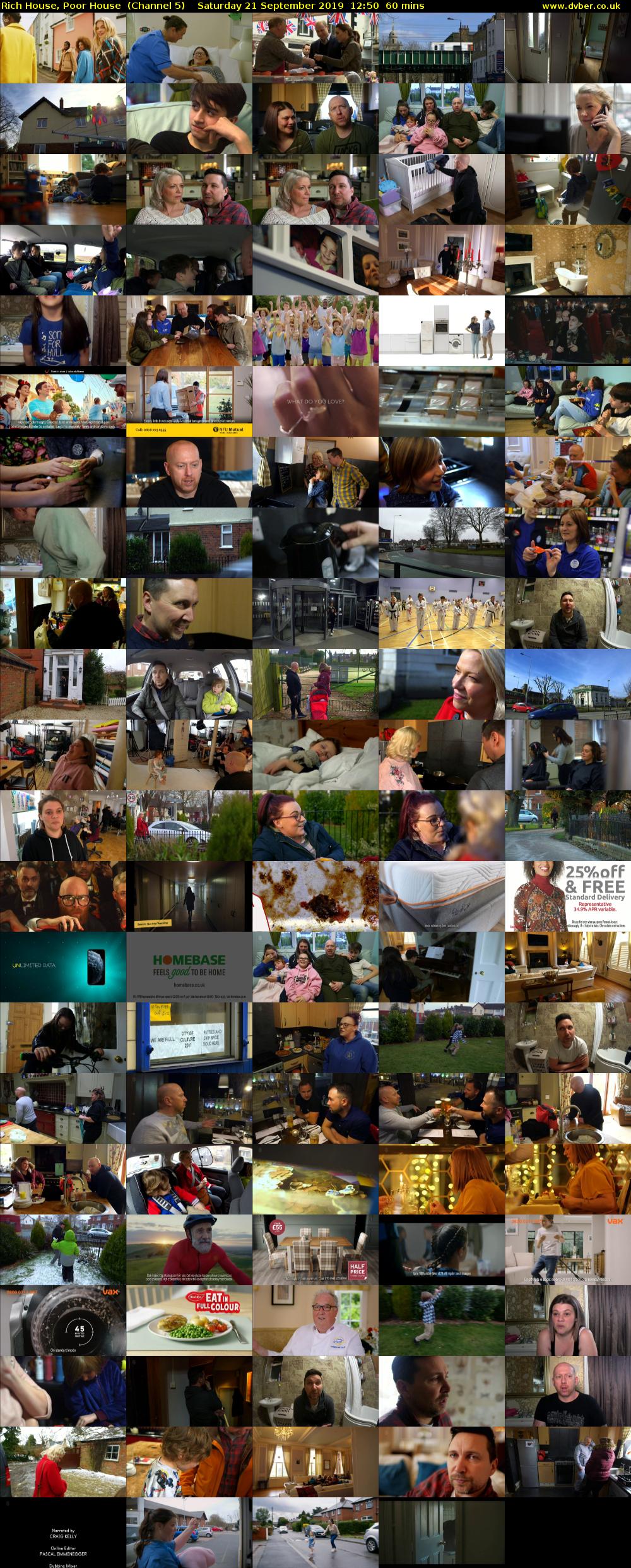 Rich House, Poor House  (Channel 5) Saturday 21 September 2019 12:50 - 13:50