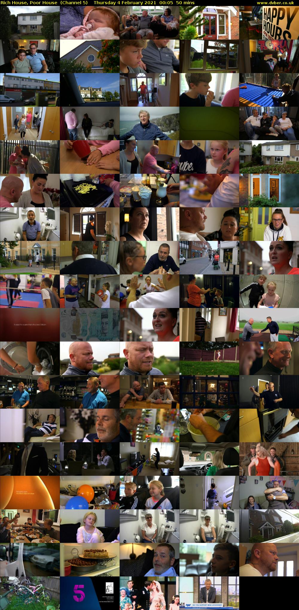 Rich House, Poor House  (Channel 5) Thursday 4 February 2021 00:05 - 00:55