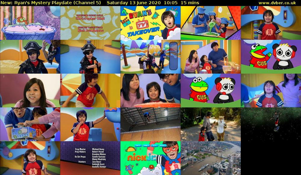 Ryan's Mystery Playdate (Channel 5) Saturday 13 June 2020 10:05 - 10:20