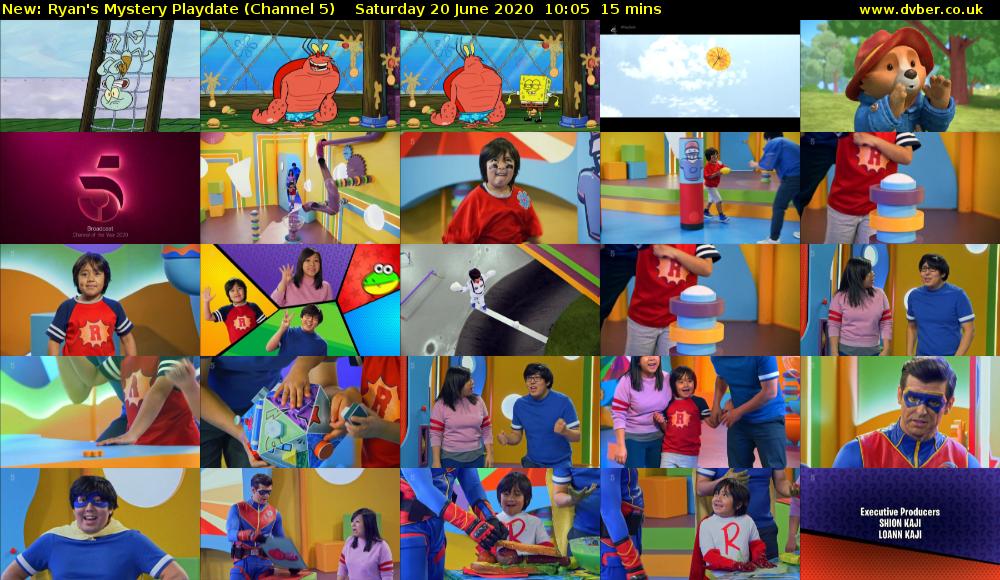 Ryan's Mystery Playdate (Channel 5) Saturday 20 June 2020 10:05 - 10:20