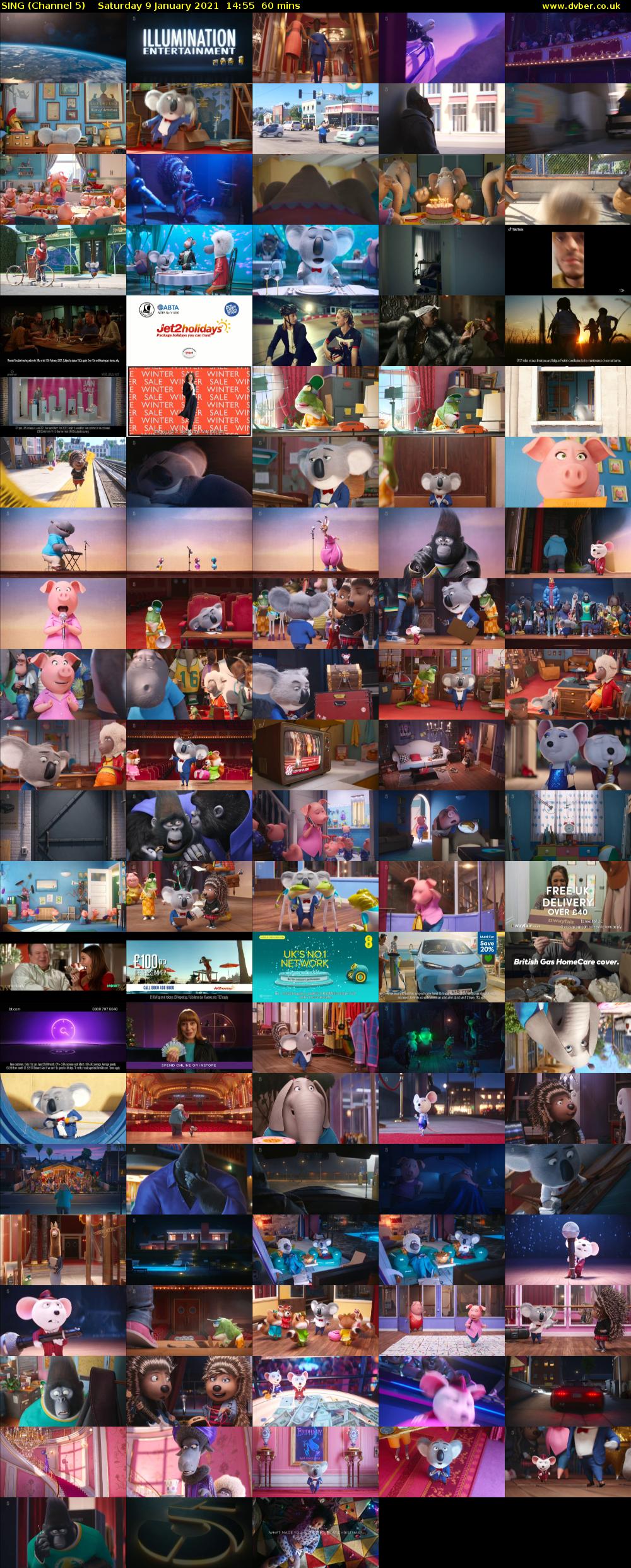 SING (Channel 5) Saturday 9 January 2021 14:55 - 15:55