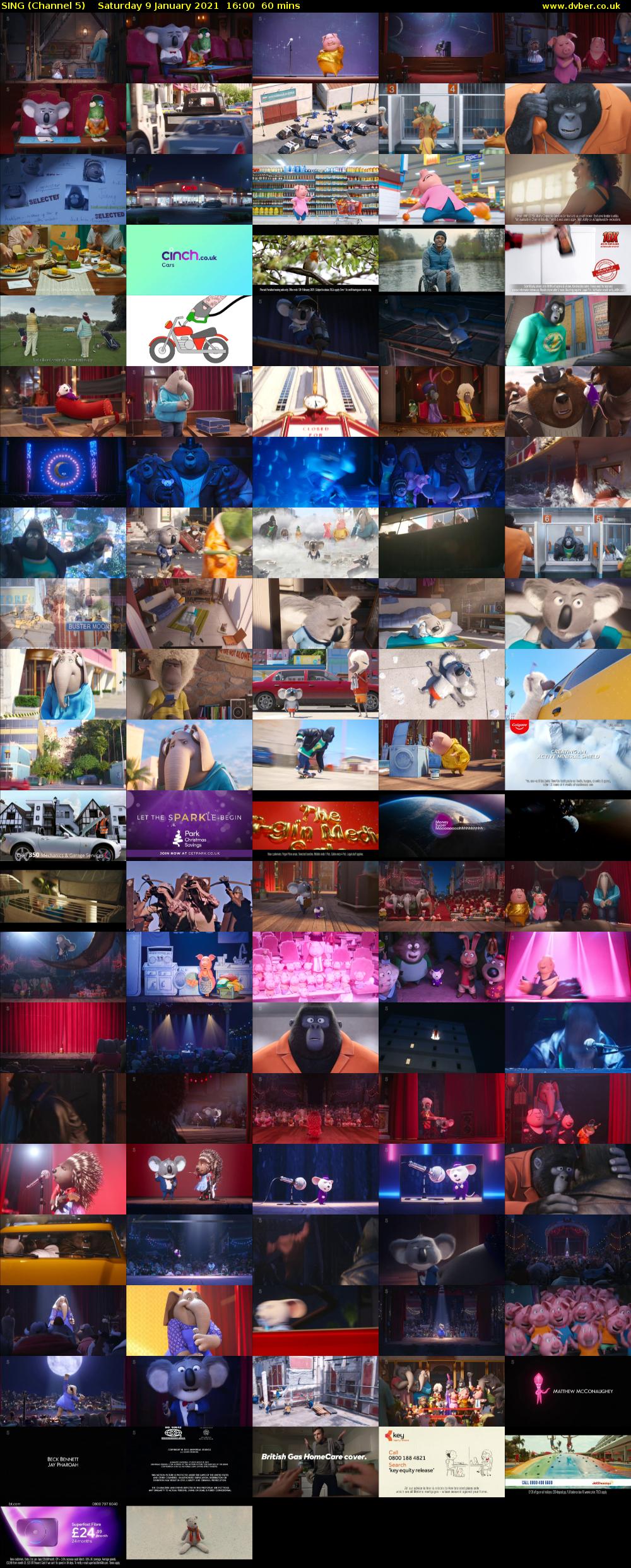 SING (Channel 5) Saturday 9 January 2021 16:00 - 17:00