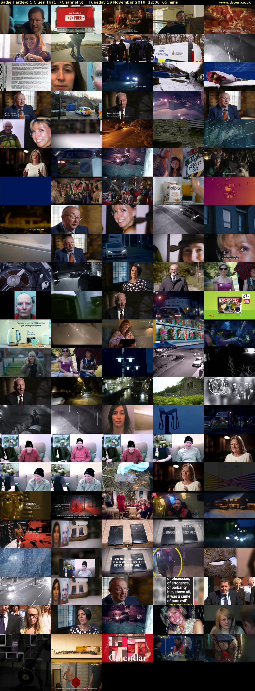Sadie Hartley: 5 Clues That... (Channel 5) Tuesday 19 November 2019 22:00 - 23:05