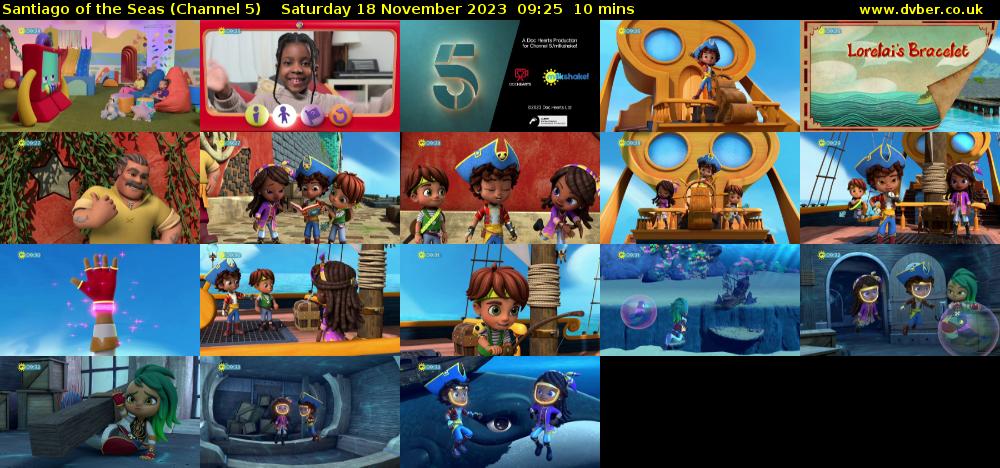 Santiago of the Seas (Channel 5) Saturday 18 November 2023 09:25 - 09:35