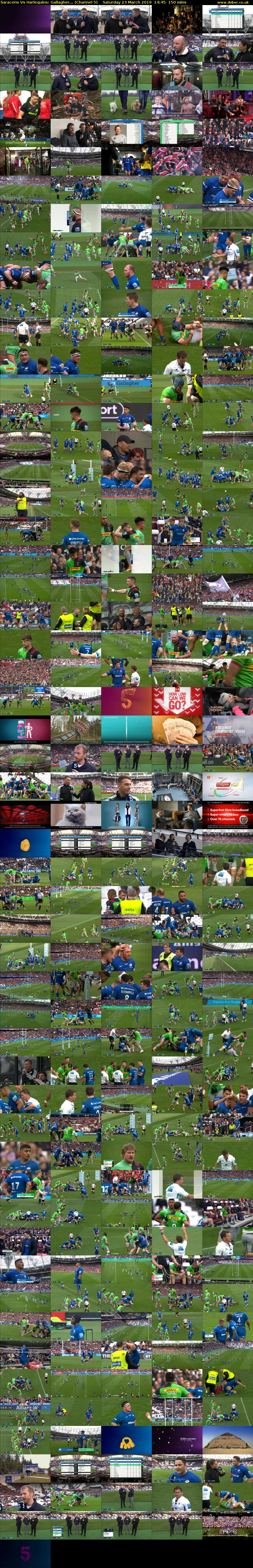 Saracens Vs Harlequins: Gallagher... (Channel 5) Saturday 23 March 2019 14:45 - 17:15