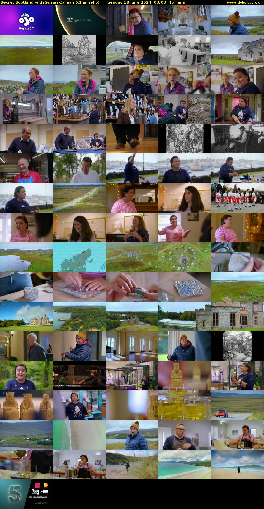 Secret Scotland with Susan Calman (Channel 5) Tuesday 18 June 2024 03:00 - 03:45